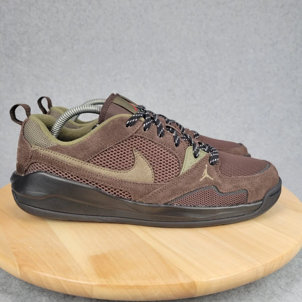 Nike Jordan CMFT Era Baroque Mens 9.5 Brown Olive Suede Sneakers HJ6777-200